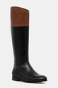 Kožené kozačky Lauren Ralph Lauren Justine II nezateplené černá 802942512001.999
