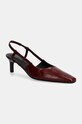 Kožené lodičky Calvin Klein HEEL SLINGBACK PUMP 50 LTH usňová koža burgundské HW0HW02152