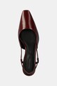 Kožené lodičky Calvin Klein HEEL SLINGBACK PUMP 50 LTH burgundské HW0HW02152