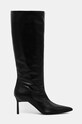 Шкіряні чоботи Calvin Klein HEEL KNEE BOOT 70 LTH HW0HW02162 чорний AW24