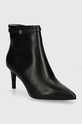 Calvin Klein cizme de piele HEEL ANKLE BOOT 70 W/HW LTH 5-8 cm negru HW0HW02172