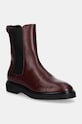 Кожаные полусапоги Calvin Klein FLAT CHELSEA BOOT LTH без утепления бордо HW0HW02180
