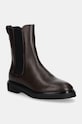 Kožené kotníkové boty Calvin Klein FLAT CHELSEA BOOT LTH nezateplené hnědá HW0HW02180