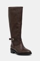 Calvin Klein ghete de piele HEEL KNEE BOOT 30 W/HW LTH pana la 5 cm maro HW0HW02184