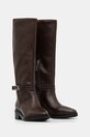 Usnjeni elegantni škornji Calvin Klein HEEL KNEE BOOT 30 W/HW LTH rjava HW0HW02184