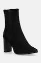 Nubukové kotníkové boty Calvin Klein HEEL CHELSEA BOOT 85 SUE textilní černá HW0HW02192