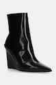 Kožené kotníkové boty Calvin Klein WEDGE ANKLE BOOT 90 LTH nezateplené černá HW0HW02256