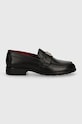 Tommy Hilfiger mocasini de piele TH LEATHER CLASSIC LOAFER FW0FW07961 negru AW24