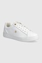 Kožené tenisky Tommy Hilfiger ELEVATED ESSENT SNEAKER MONOGRAM plochá biela FW0FW07999