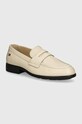 Tommy Hilfiger mocassini in pelle FLAG LEATHER CLASSIC LOAFER pelle fiore beige FW0FW08030