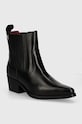 Tommy Hilfiger ghete chelsea de piele TH LEATHER COWBOY BOOT pana la 5 cm negru FW0FW08033
