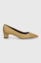 Kožne salonke Tommy Hilfiger TH MID HEEL PUMP FW0FW08204 bež AW24