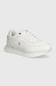 Kožené sneakers boty Tommy Hilfiger ELEVATED ESSENT RUNNER MONOGRAM plochá bílá FW0FW08285