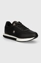 Tommy Hilfiger sneakers din piele ELEVATED ESSENT RUNNER MONOGRAM plată negru FW0FW08285