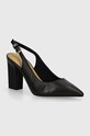 Kožne salonke Tommy Hilfiger TH BLOCK HIGH HEEL PUMP široka potpetica crna FW0FW08289