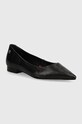 Δερμάτινες μπαλαρίνες Tommy Hilfiger TH POINTY BALLERINA μαύρο FW0FW08291
