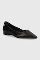 Tommy Hilfiger bőr balerina cipő TH POINTY BALLERINA fekete FW0FW08291