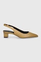Kožne salonke Tommy Hilfiger TH MID HEEL SLINGBACK FW0FW08292 bež AW24