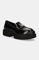 Armani Exchange mocasini de piele piele acoperită negru XDA005.XV878.00002