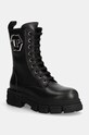 Philipp Plein bocanci de piele Embossed Army Boot pana la 5 cm negru WSE0811.PLE010N.02