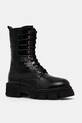 Philipp Plein cizme de piele Croco Gothic cu snur negru WSE0838.PLE010N.02
