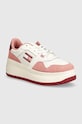 Кроссовки Tommy Jeans TJW RETRO BASKET FLATFORM MIX кожа розовый EN0EN02654