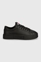 Tommy Jeans sneakers din piele TJW FOXING FLATFORM EN0EN02567 negru AW24