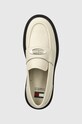 Tommy Jeans bőr mokaszin TJW FLAT LOAFER bézs EN0EN02557