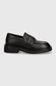 Tommy Jeans mocasini de piele TJW FLAT LOAFER EN0EN02557 negru AW24