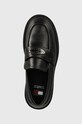 Tommy Jeans mocasini de piele TJW FLAT LOAFER negru EN0EN02557