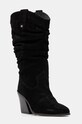 Barbour cizme din piele întoarsă Corey peste 8 cm negru LFO0732BK12