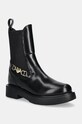 Love Moschino botki skórzane płaski czarny JA24204G0LJD0000