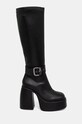 Buffalo kozaki Heart Boot Hi Buckle słupek czarny 1220060.BLK