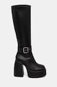 Buffalo kozaki Heart Boot Hi Buckle słupek czarny 1220060.BLK