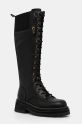 Usnjeni elegantni škornji Kurt Geiger London Chelsea Combat Knee Boot Neizolirana črna 3516600109.BLACK