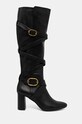 Kožené čižmy Kurt Geiger London Mayfair Strappy Knee Boot usňová koža čierna 3483800109.BLACK