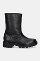 Кожени боти Calvin Klein FLAT BIKER BOOT LTH HW0HW02234 черен AW24