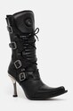 New Rock leather ankle boots ITALI NEGRO FINO + MALICIA TACON CARIBE ACERO grain leather black M.9373.S8