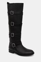 Twinset kozaki skórzane płaski czarny 242TGT124.00006