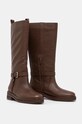 Obuwie Twinset kozaki skórzane 242TGT172.00263 brązowy