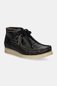 Kožené poltopánky Clarks Originals Wallabee Boot plochý čierna 26179161