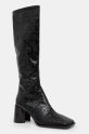 Marine Serre leather boots Moonogram Embossed Leather Ms Block High grain leather black WFW038A.CLEA0051