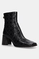 Marine Serre leather ankle boots Moonogram Embossed Leather Ms Block grain leather black WFW037A.CLEA0051