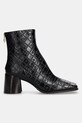 Marine Serre leather ankle boots Moonogram Embossed Leather Ms Block WFW037A.CLEA0051 black AW24