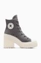 Велурени кецове Converse Chuck 70 De Luxe Heel платформа сив A12327C