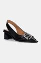 Lodičky GANNI Feminine Buckle Slingback Pump Naplack sloupkový černá S2892