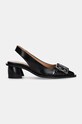 Lodičky GANNI Feminine Buckle Slingback Pump Naplack S2892 černá AW24