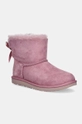 Detské semišové snehule UGG MINI BAILEY BOW II zateplené ružová 1017397K.G