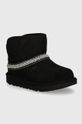 UGG cizme de zapada din piele intoarsa CLASSIC MINI CRESCENT izolat negru 1157697T