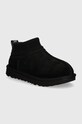 Dječje cipele za snijeg od brušene kože UGG CLASSIC ULTRA STRETCH CUFF bez kopčanja crna 1157702T
